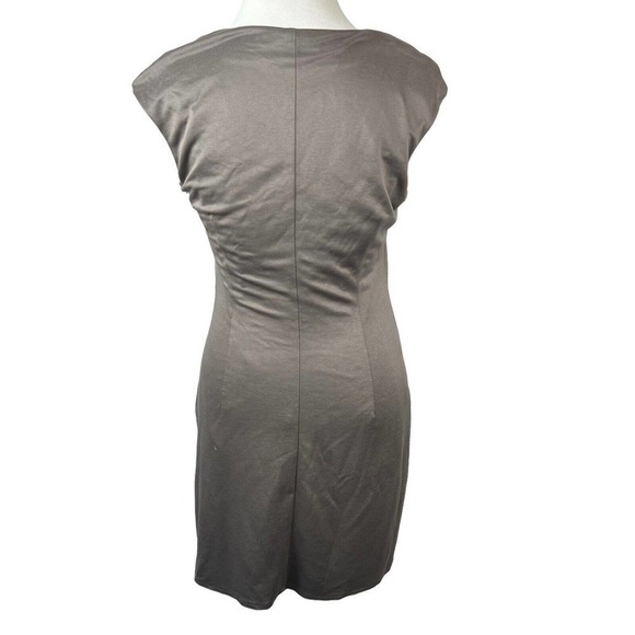 Karen Millen Taupe Gray Cap Sleeve Sheath Dress Size 10 EU 42 Tie Front - Picture 11 of 14